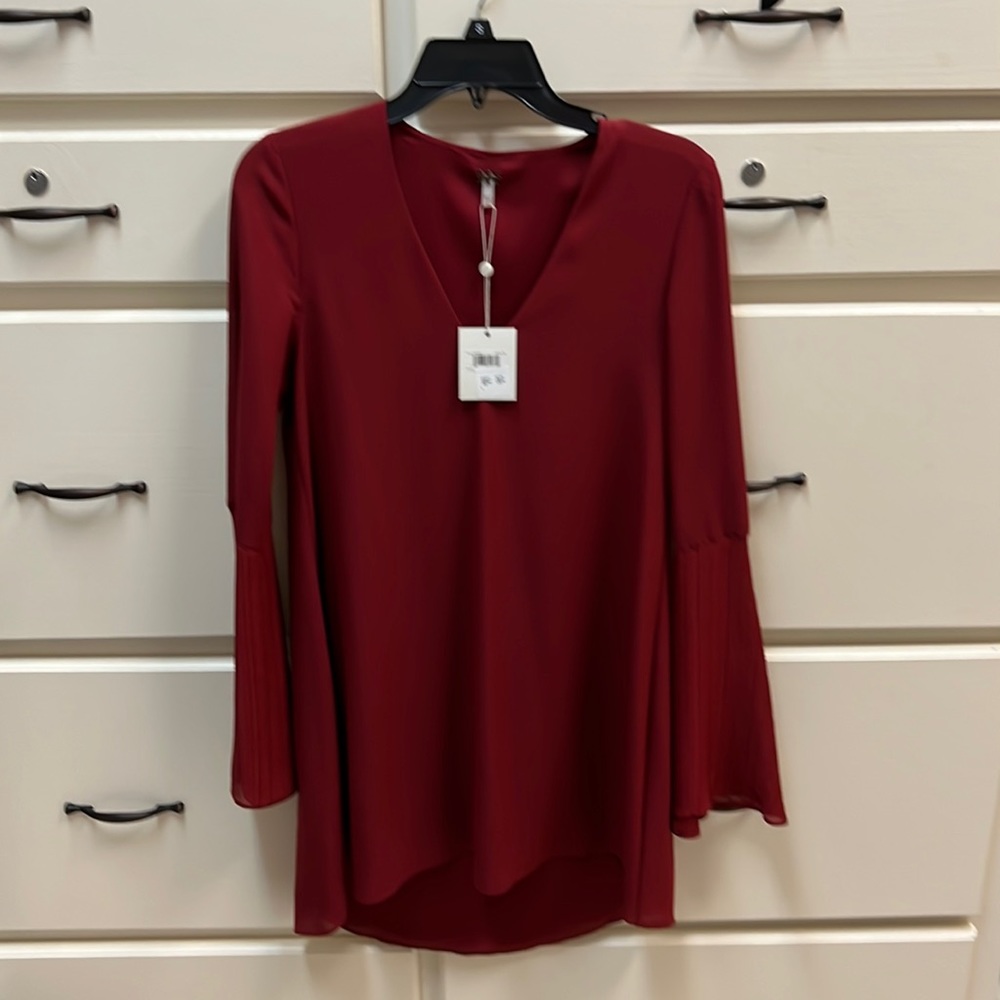 Maroon Haute Hippie dress with ruffled sleeves